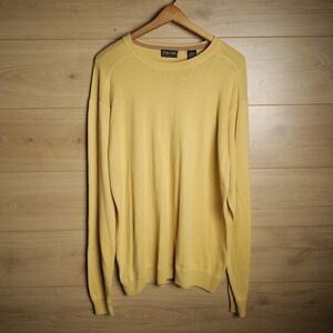 PGA TOUR Signature Collection Sweater Mens XL Silk Cashmere Yellow Crew Neck